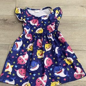 Colorful Shark Print Kids Dress